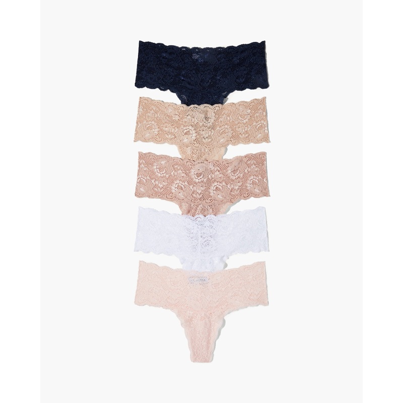 Comfie Thong 5 Pack Navy Blue Sette Mandorla Pink Lilly White S/M