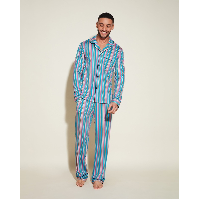 Conjunto De Pijama Para Hombre Clsico Con Camisa De Manga Larga Y Pantalones Bold Stripe S