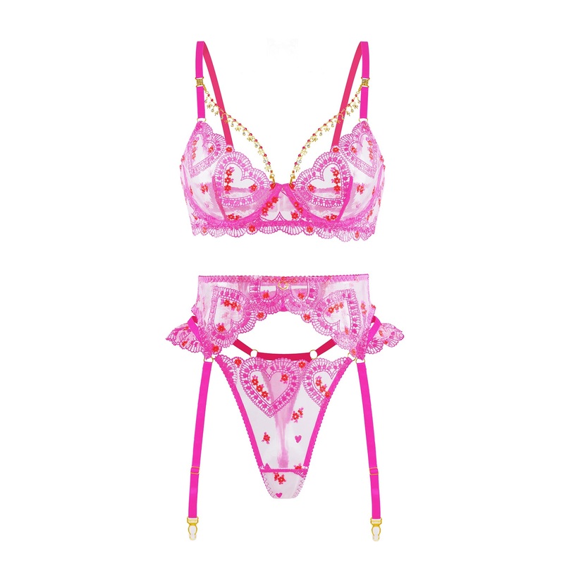 Gabrielle Love Chain Lingerie Set PINK S