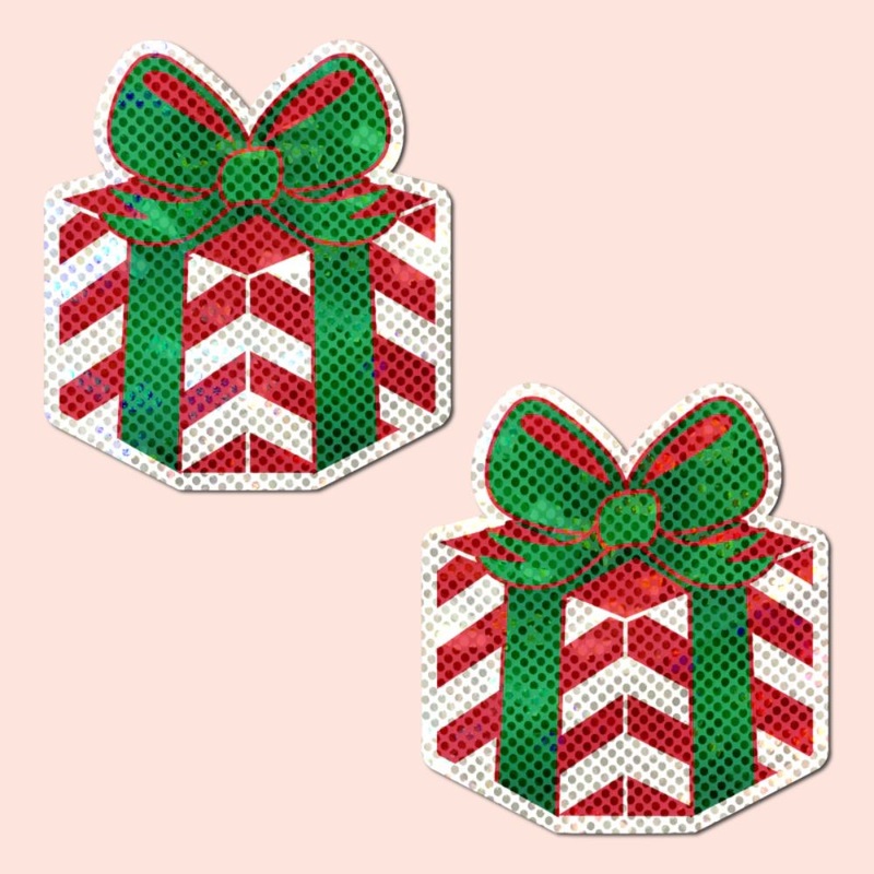 Gift: Christmas Present Wrapped with Bow Nipple Pasties by Pastease