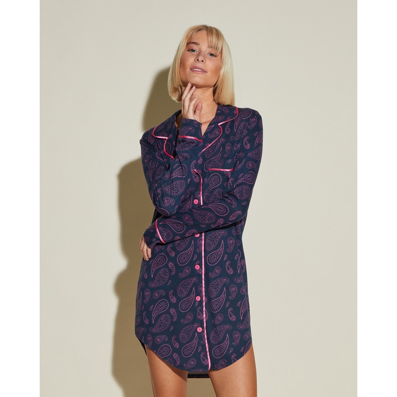 Bedrucktes Nachthemd Navy Paisley XS
