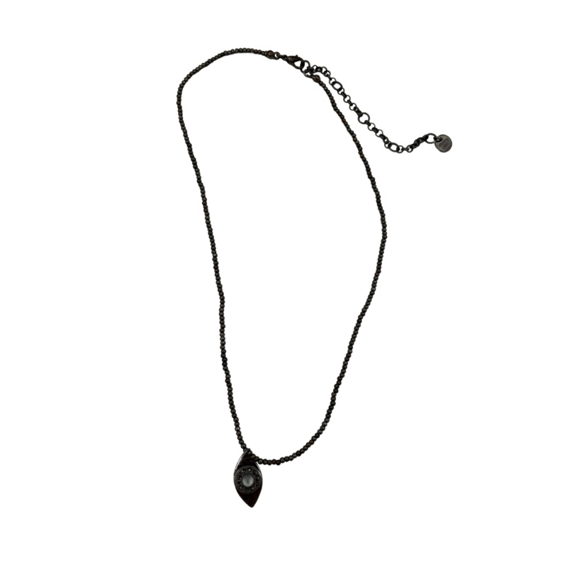 Dark Beaded Pendant Necklace