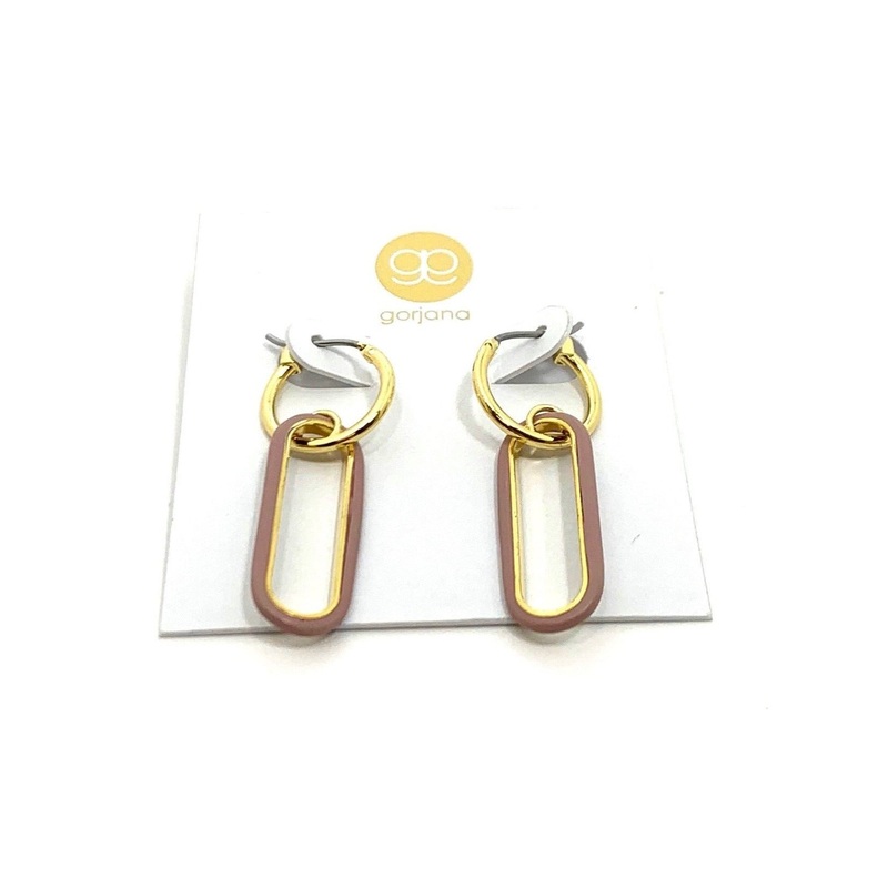 Gold and Mauve Dangle Hoops