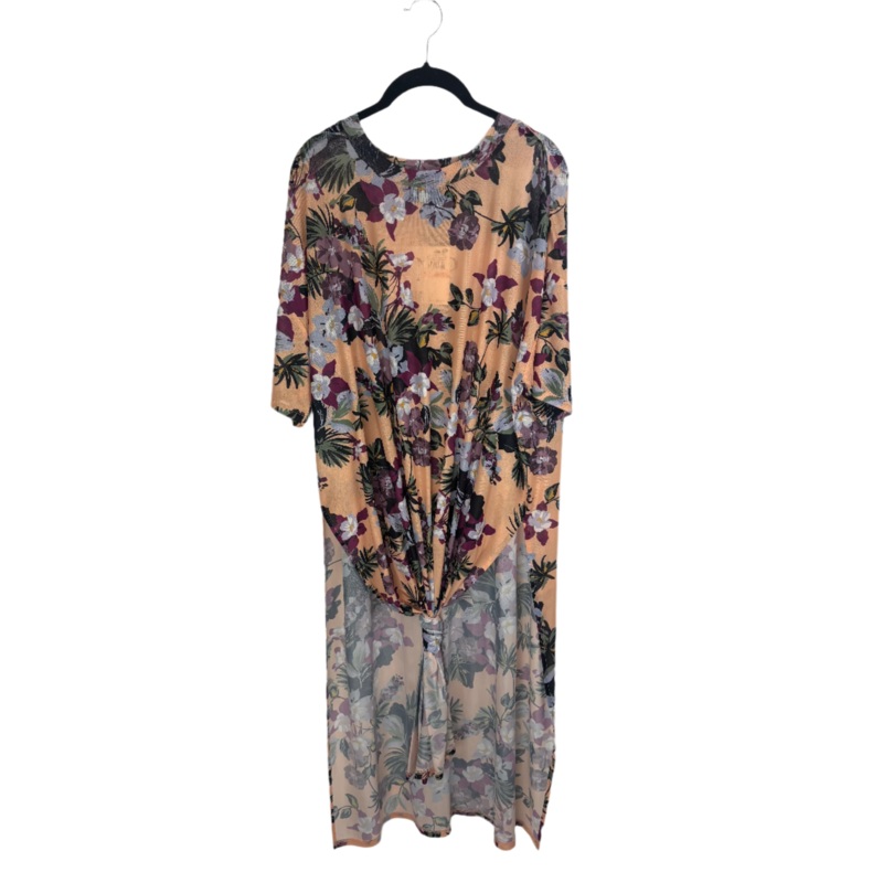 Pale Orange Floral Knot Top – Size 2X