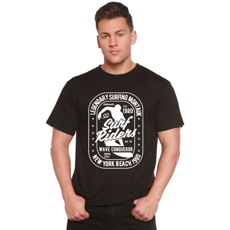 Surf Rider Spun Bamboo Men’s Bamboo Viscose/Organic Cotton Short Sleeve Graphic T-Shirt Medium Black