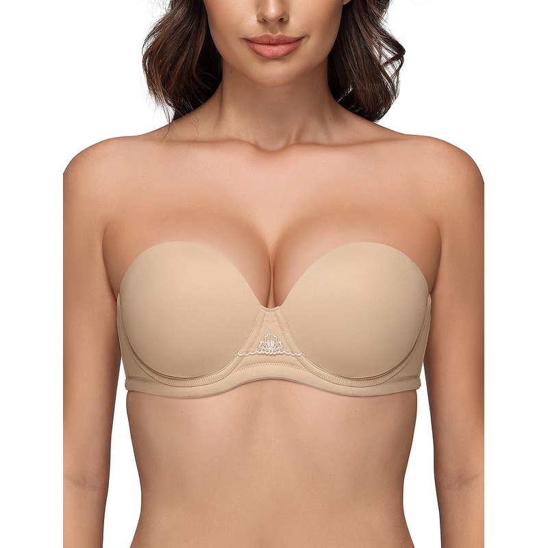 Wingslove Women’s Strapless Full Figure Bra Underwire Multiway Contour Plus Size Bra Nude 32B