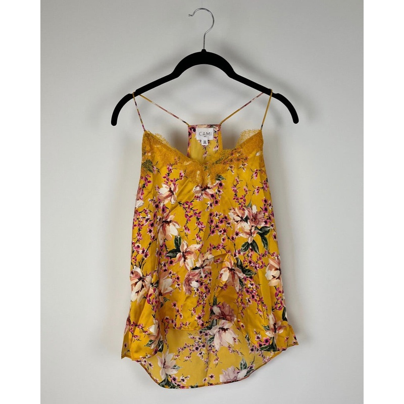 Yellow Floral Lace Tank Top – Size 0/2 Extra Extra Small (Size 0-2)