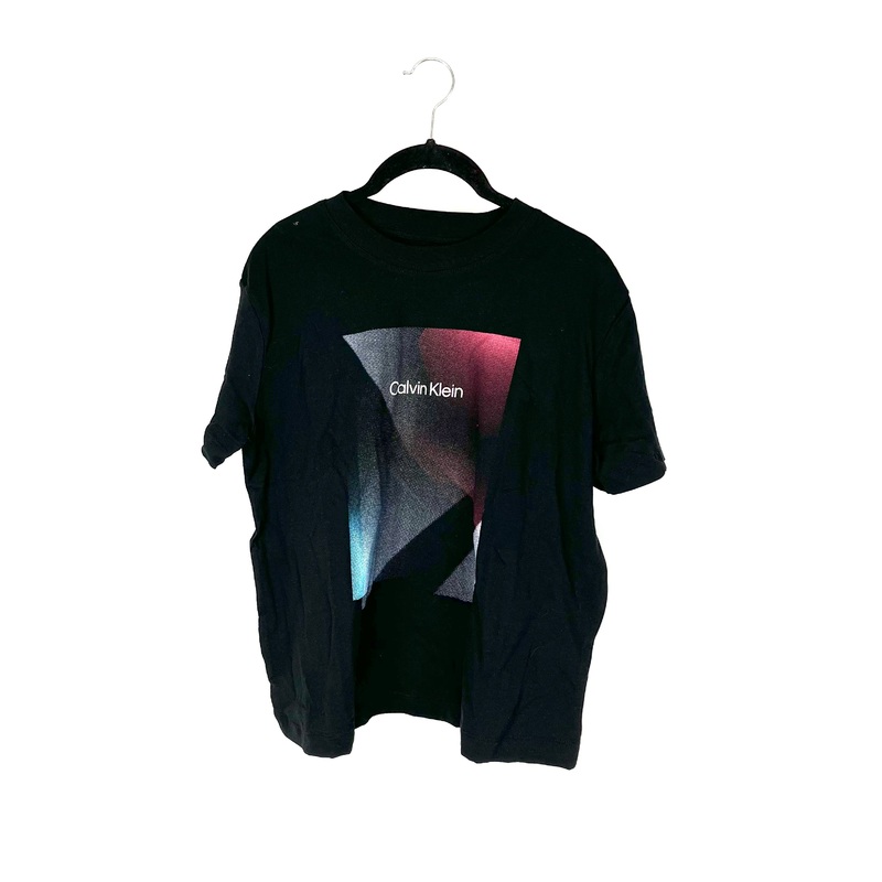 Black Dotted Design Short Sleeve Top – Small