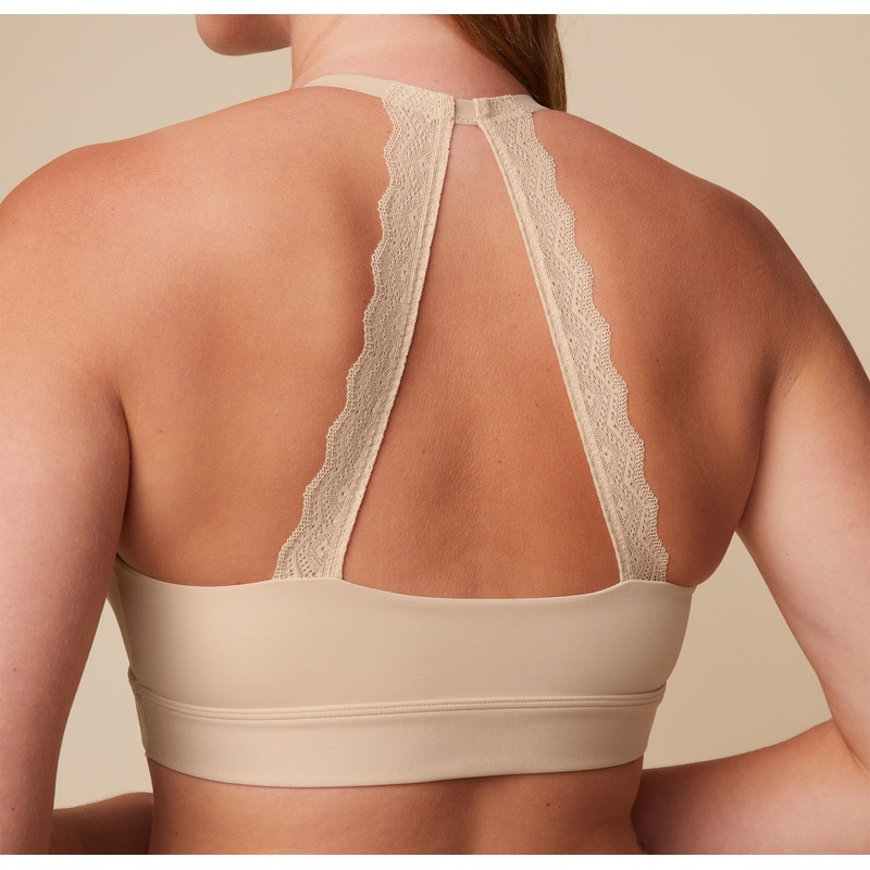 Bliss Lace Halterneck Bralette – Beige Beige XS
