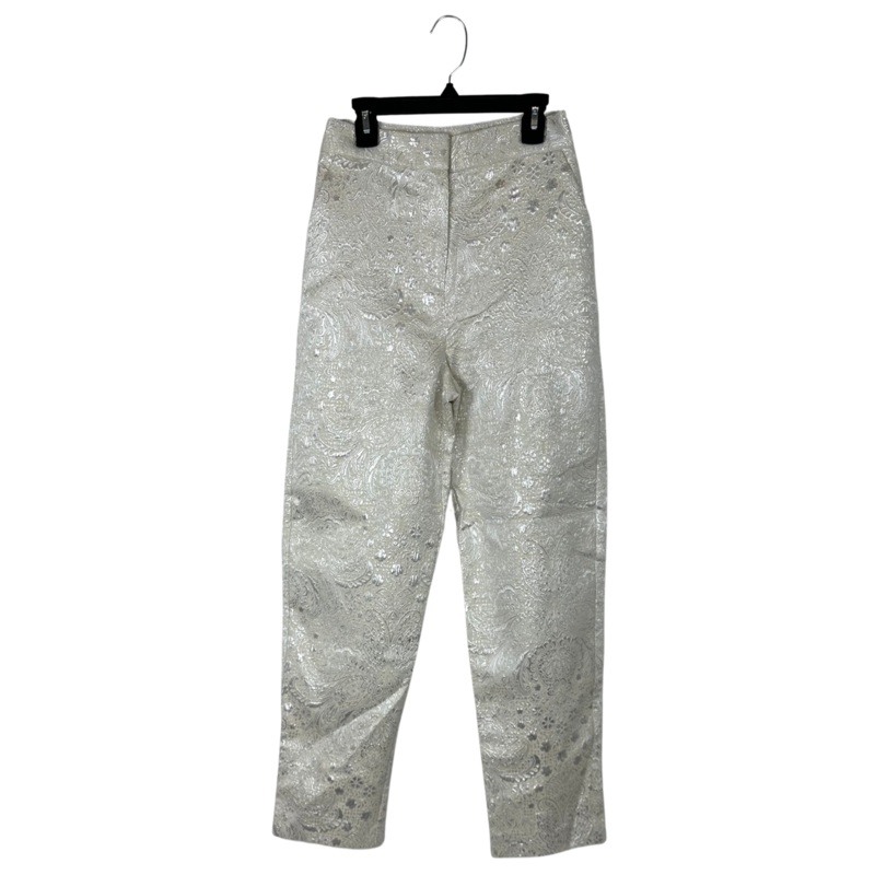 Cream Metallic High Waisted Jacquard Pants – Size 00 and 8 Size 00 (23-24 waist)