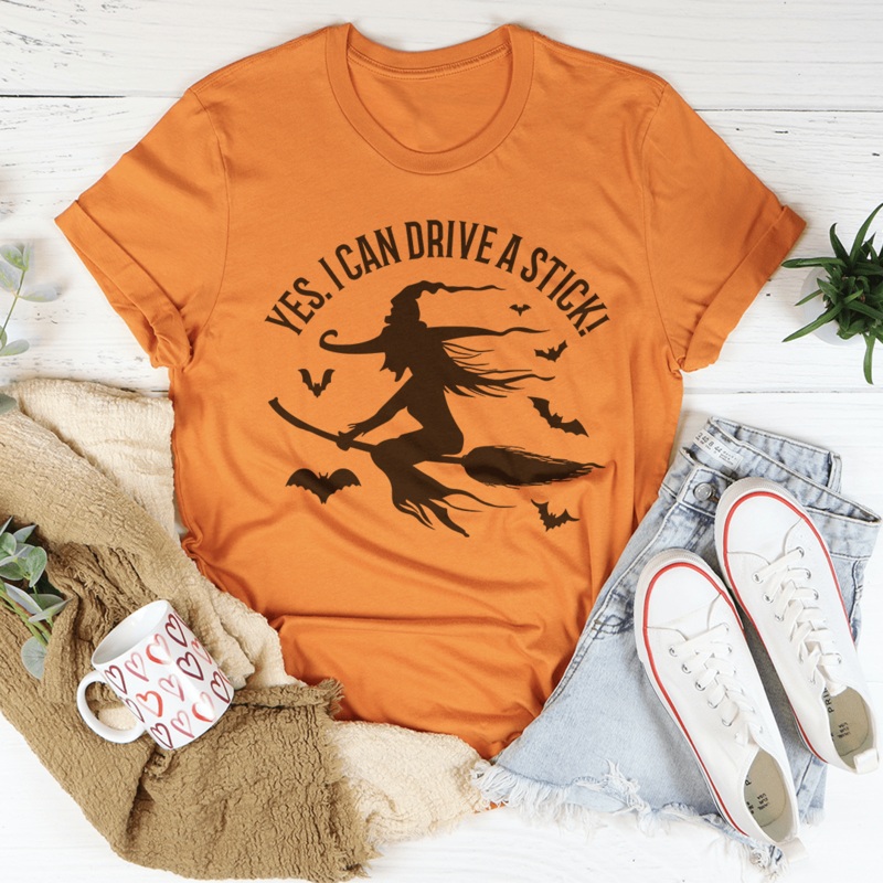 Yes I Can Drive A Stick Tee Burnt Orange S