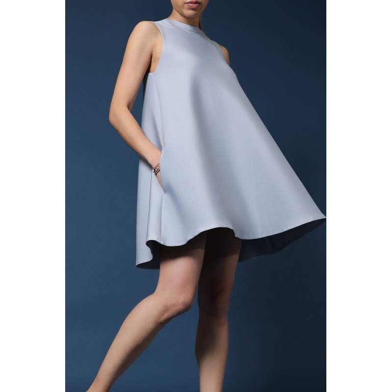 6STRIPE CARINA PLUSH TRAPEZE DRESS IN AIRE NER/SIL XS