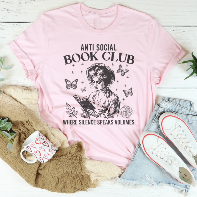 Anti Social Book Club Where Silence Speaks Volumes Tee Mauve S