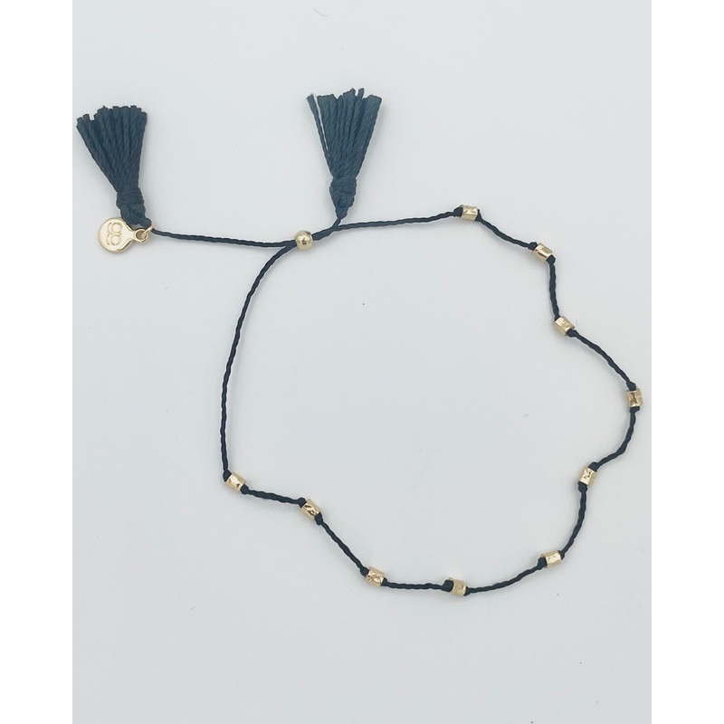Black String and Gold Bead Bracelet