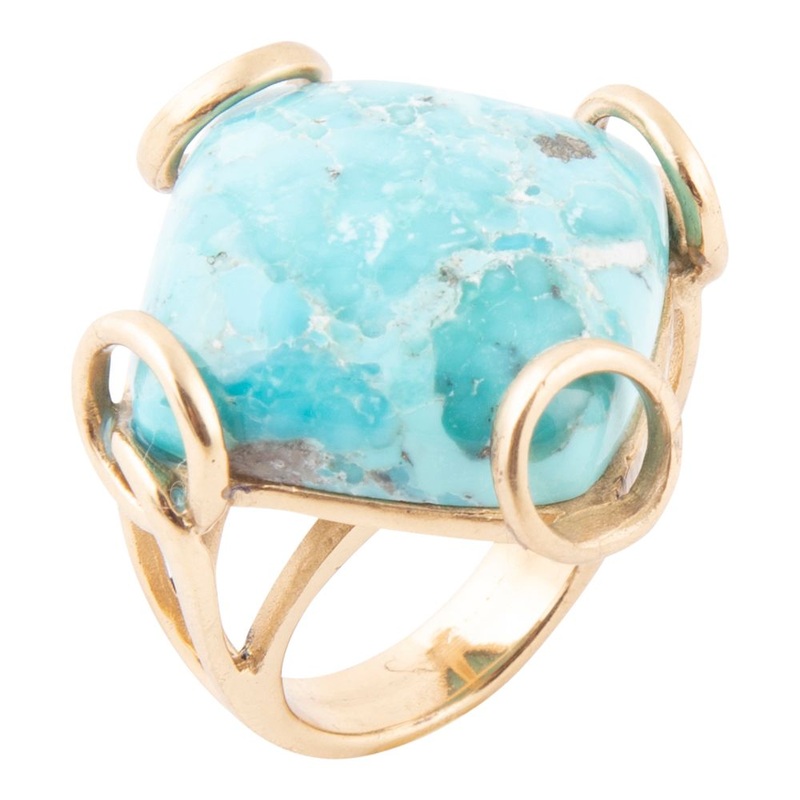 Blue Turquoise Rhombus Statement Ring 7