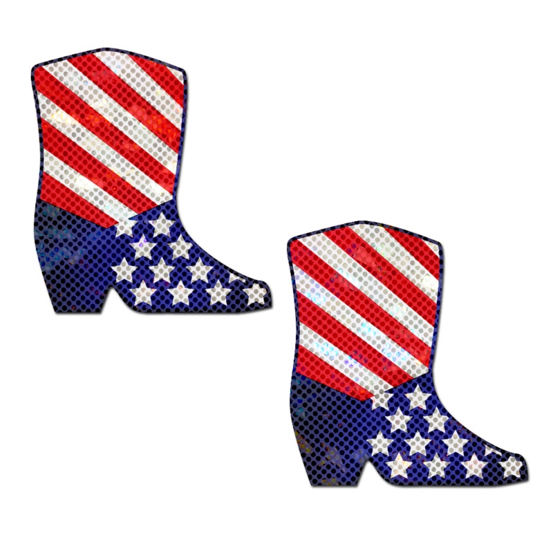 Boots: Sparkling Stars & Stripes USA Cowboy Boot Nipple Pasties by Pastease