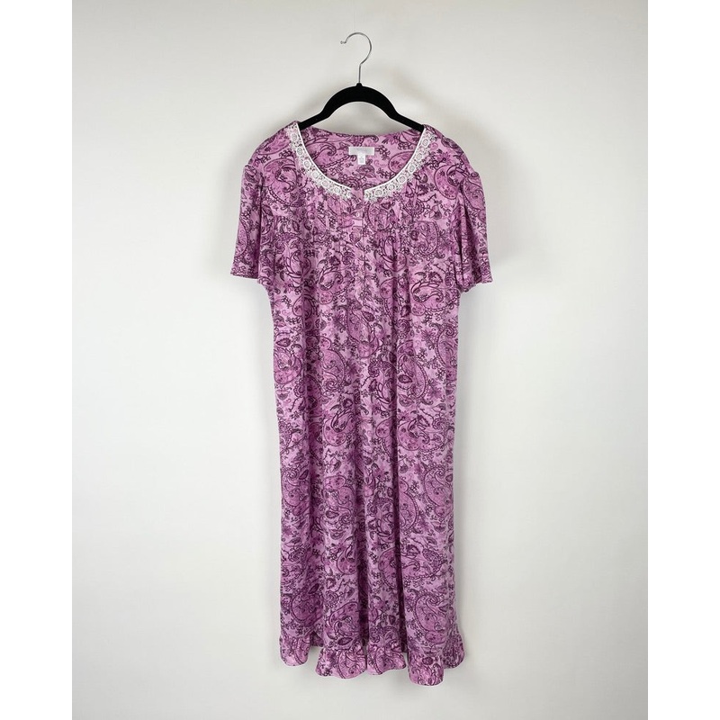 Pink Abstract Printed Nightgown – Medium