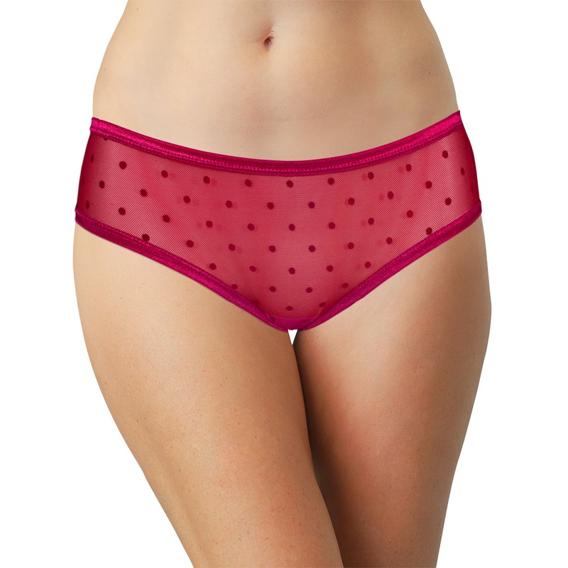 Polka Dot Mesh Bikini with Satin Trim S
