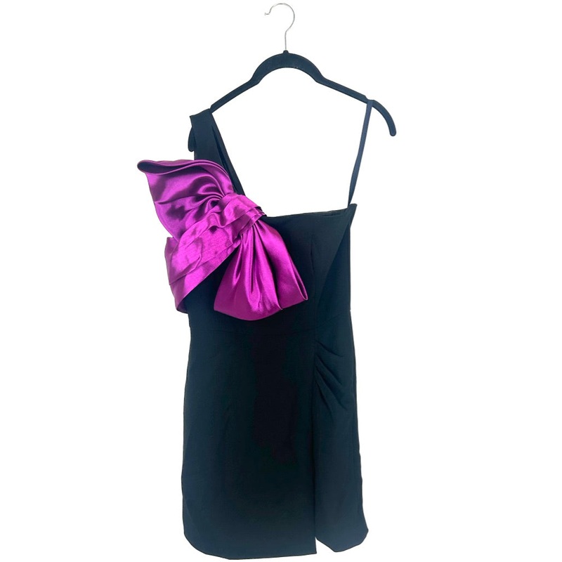 Shoshanna Black And Purple Bow Dress – Size 4