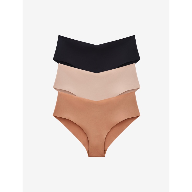 Zero Edge No-Show Cheeky – 3 Pack black-taupe-mocha XS