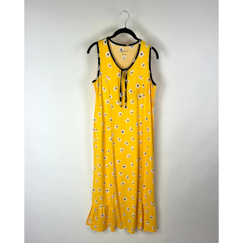 Bright Yellow Flower Printed Lounge Dress – Small/Medium