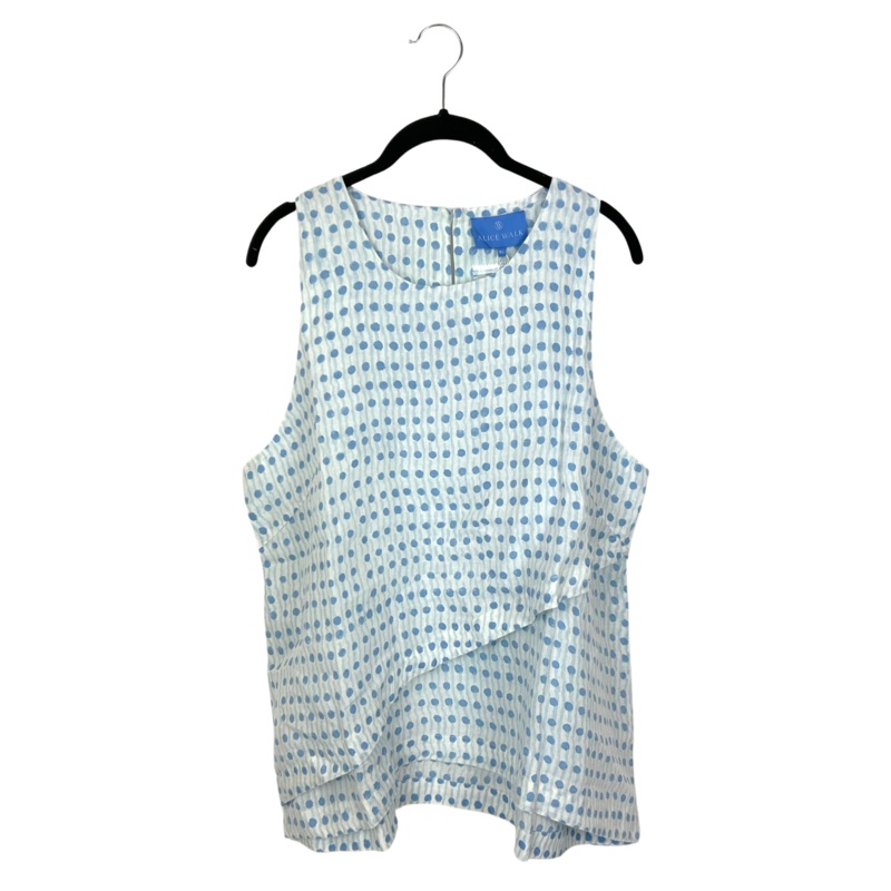 Blue And White Geo Print Linen Tank Top – 0/2 and 16 Extra Small (Size 0-2)