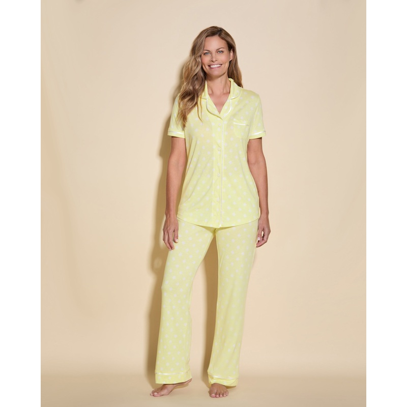Conjunto De Pijama Con Camisa De Manga Corta Y Pantalones Diamond Moignonette/White XS