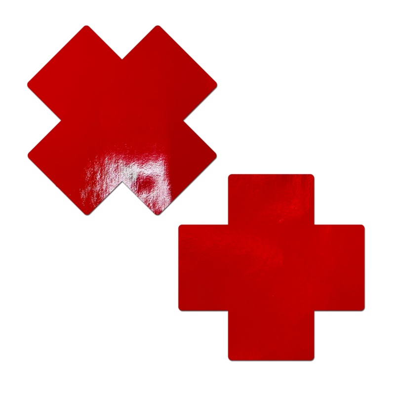Coverage: Patent Leather Fetish Vinyl Red X Full Breast Covers Support Tape by Pastease
