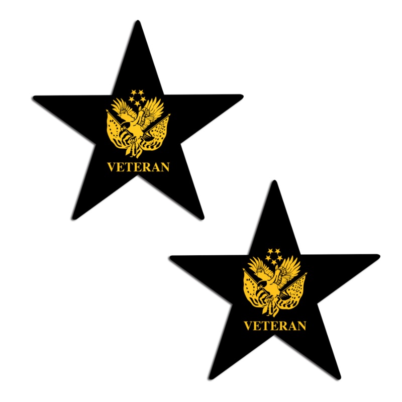 Nautical Star: Military ‘Veteran’ Insignia Yellow on Black Nipple Pasties by Pastease