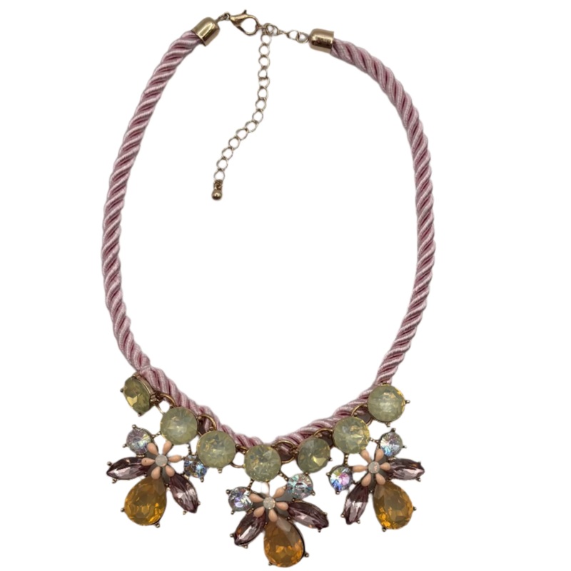 Gold Pink Rope Statement Necklace