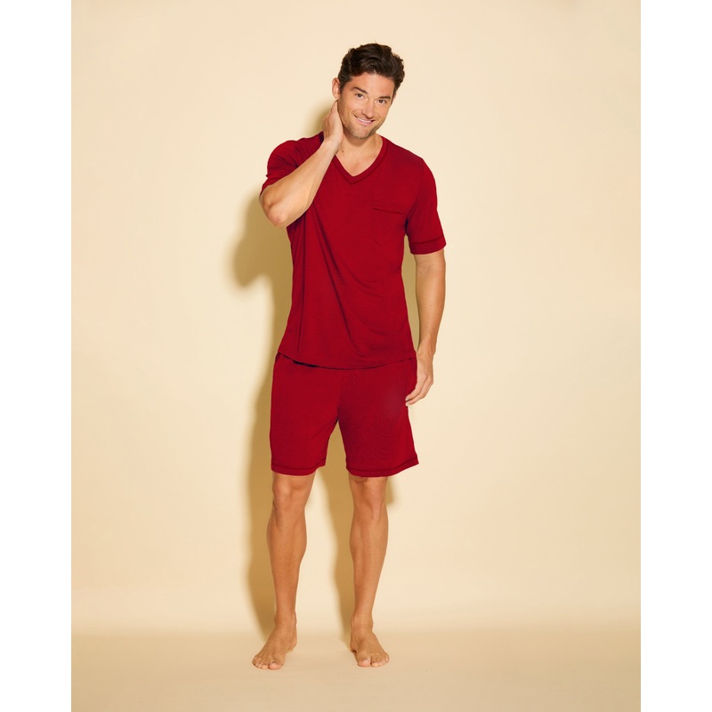 Pigiama Da Uomo Con Top  Maniche Corte E Pantaloncini Sindoor Red/ Sindoor Red S
