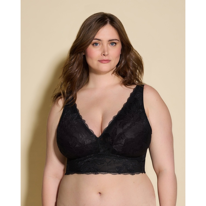 Super Curvy Longline Bralette Schwarz XS