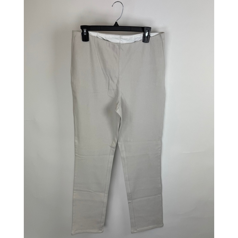 Light Beige Textured Straight Leg Pants – Size 12/14