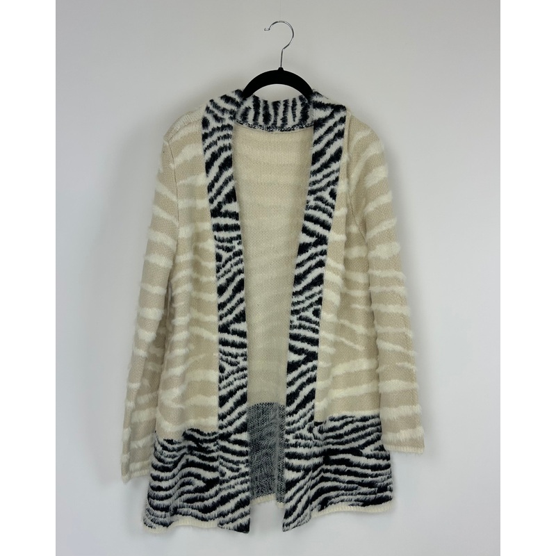 Multicolor Animal Print Fuzzy Cardigan – Small