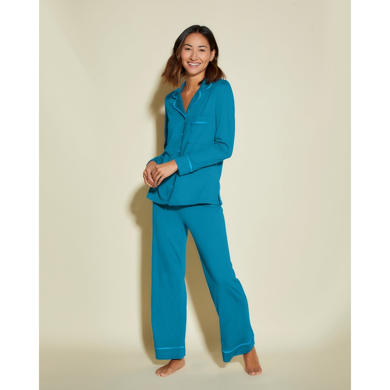 Petite Long Sleeve Top & Pant Pajama Set Udaipur Blue/Udaipur Blue PS