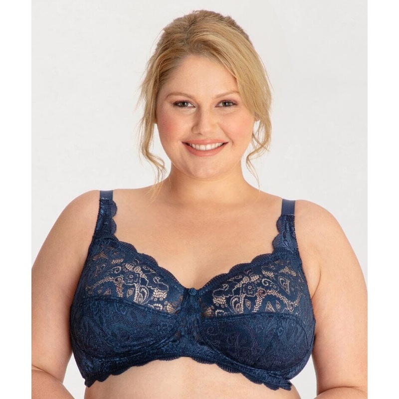 Ava & Audrey Lucille Lace Wire-free Bra – Navy 40DD