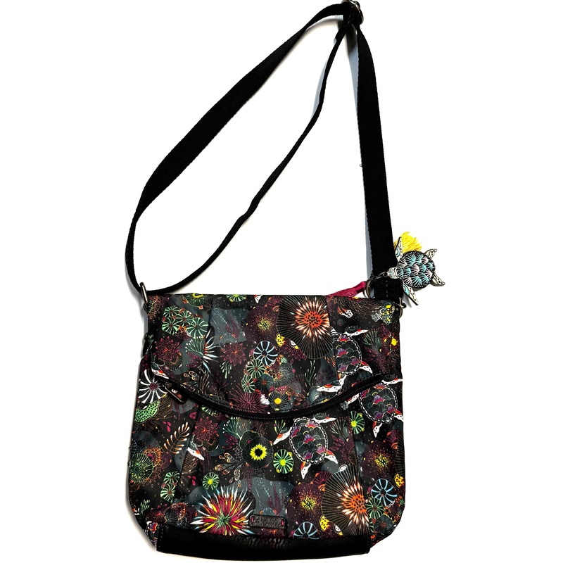 Black Water Motif Crossbody Bag
