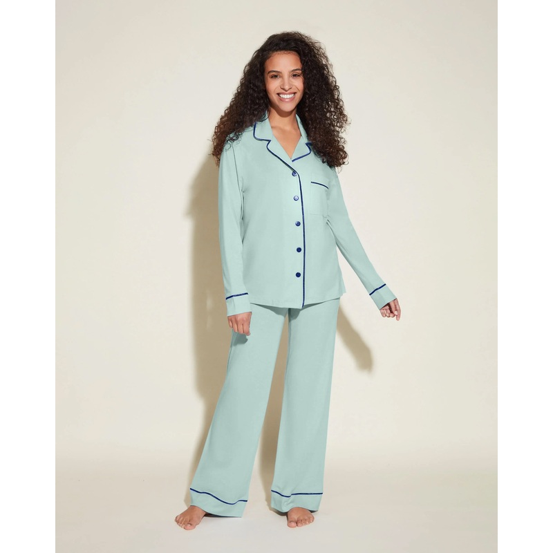 Pigiama Petite Con Top A Maniche Lunghe E Pantaloni Verde Umbria/Portofino Blue PS