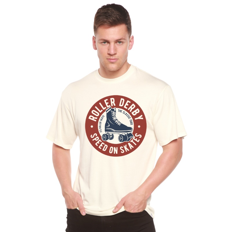 Roller Derby Spun Bamboo Men’s Bamboo Viscose/Organic Cotton Short Sleeve Graphic T-Shirt Medium Black