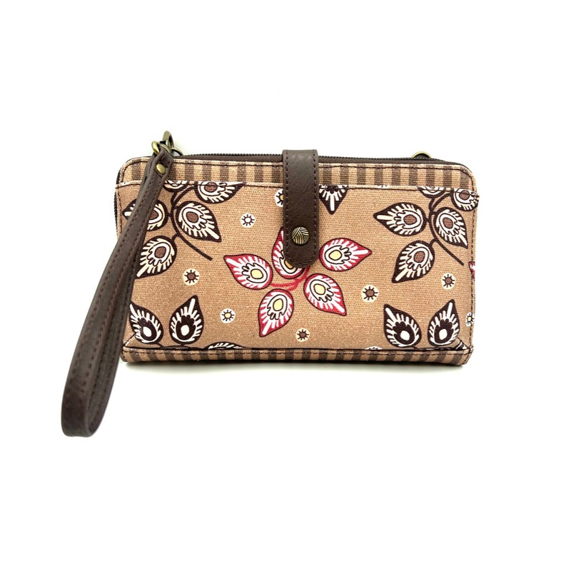Brown Pattern Crossbody Bag / Wristlet
