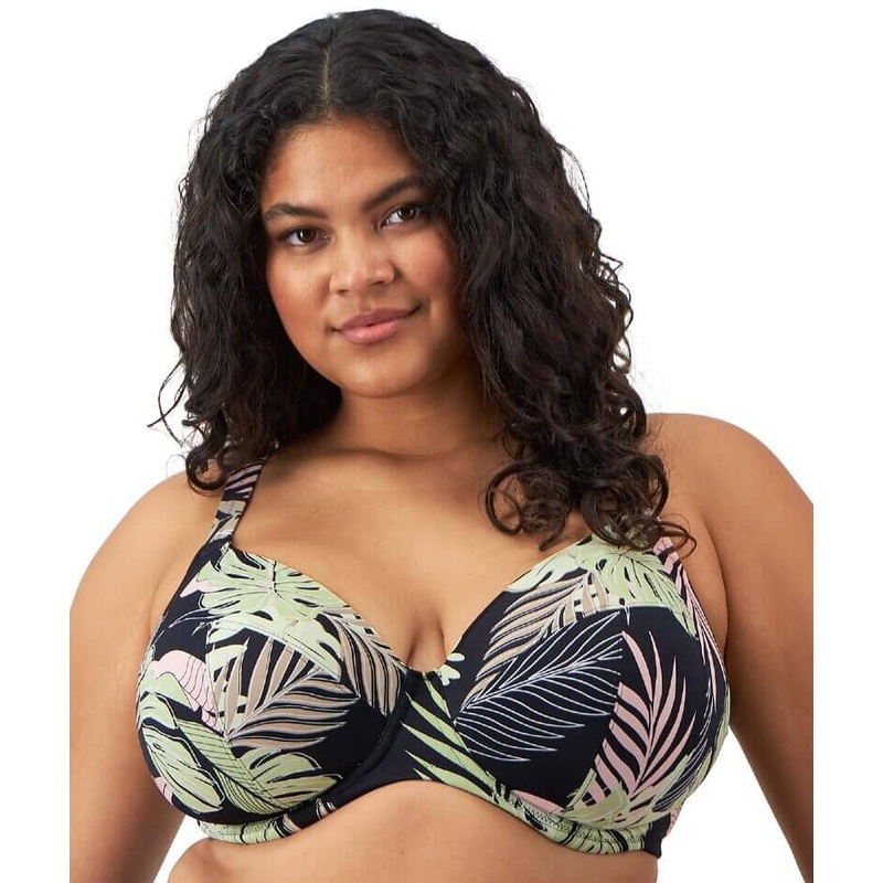 Elomi Swim Tropical Retreat Underwired Plunge Bikini Top – Black 34I