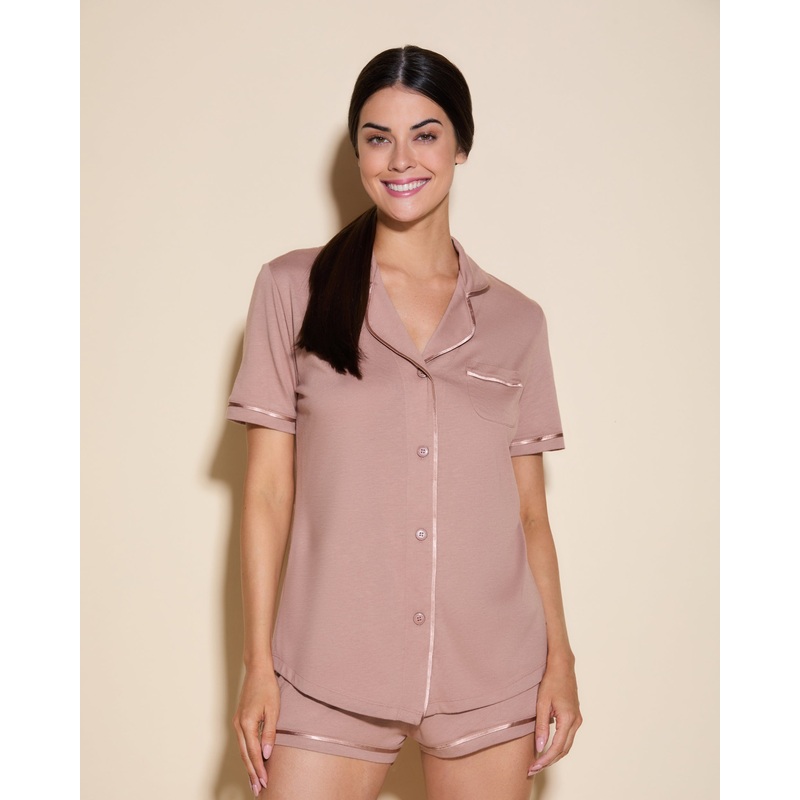 Short Sleeve Top & Boxer Pajama Set India/India XS