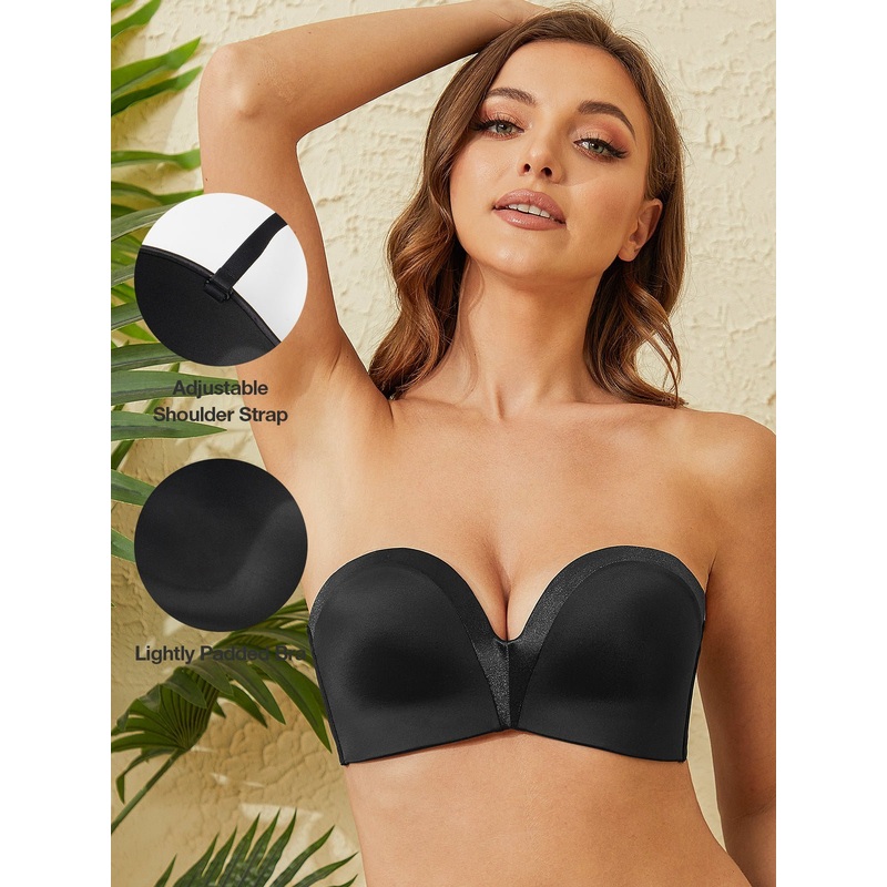Strapless Wirefree Multiway Push Up Bra Black 32B/70B