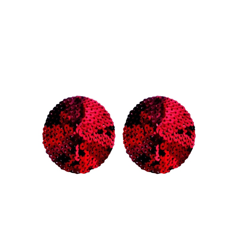 Wingslove Color Sequined Round Heart Nipple Stickers Cover Red Round 1Pair