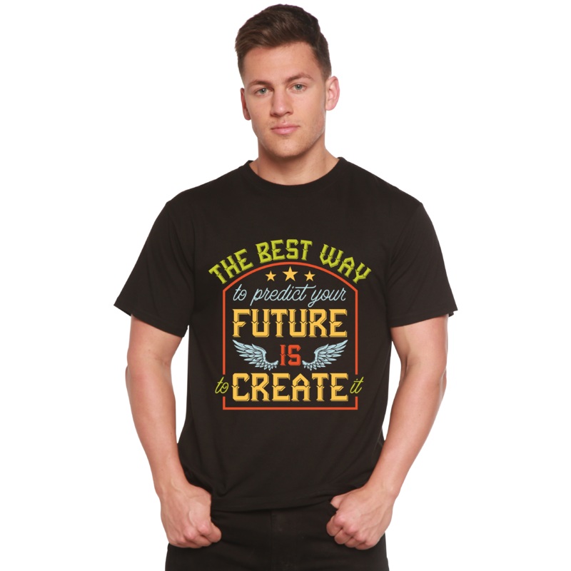 Feture is Create Spun Bamboo Men’s Bamboo Viscose/Organic Cotton Short Sleeve Graphic T-Shirt Medium Black