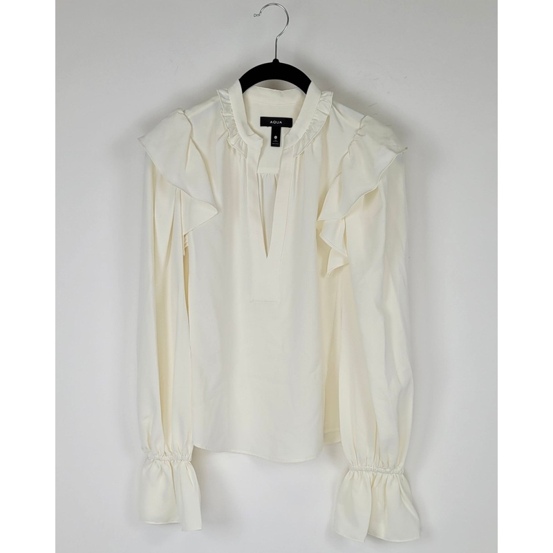Ivory Long Sleeve Ruffle Top – Extra Small Extra Small (Size 2-4)