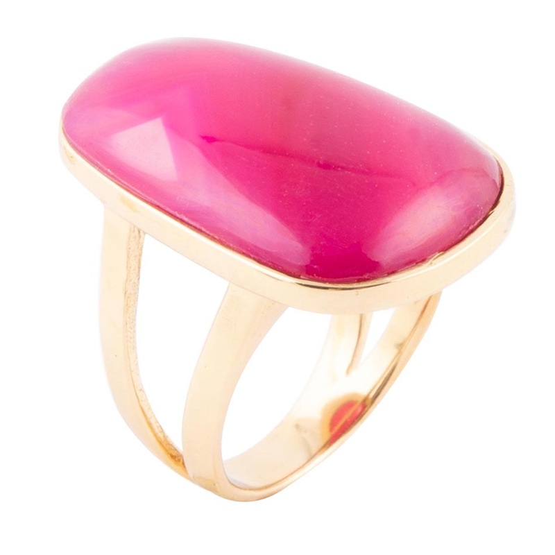 Madeleine Pink Agate Golden Ring 7