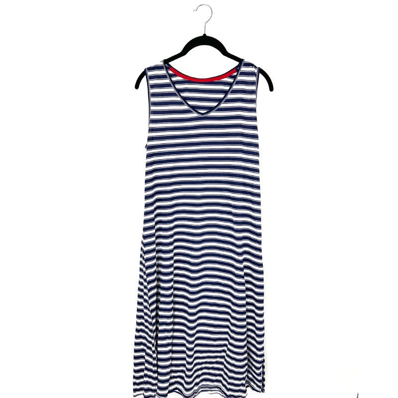 Navy and White Striped Lounge Dress – Size 4