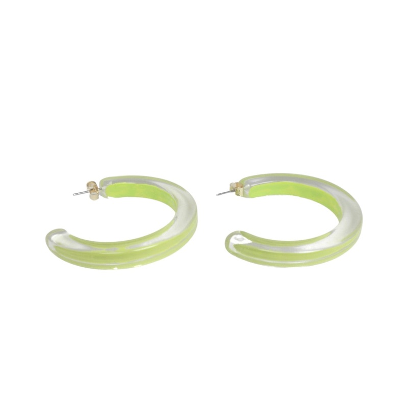 Yellow and Translucent Hoop Earrings