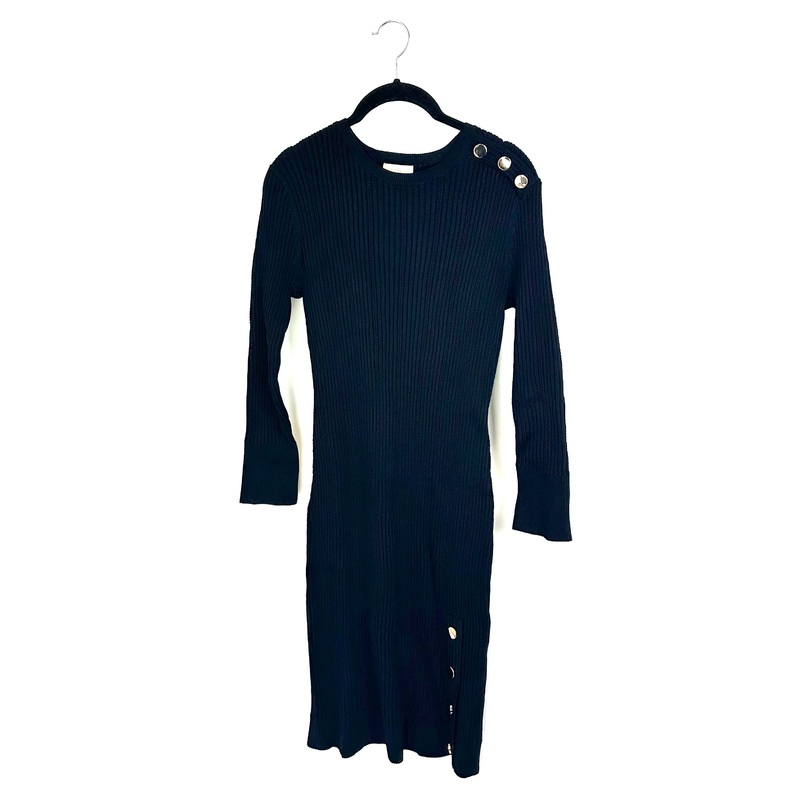 Black Long Sleeve Gold Detailed Dress – Size 4/6